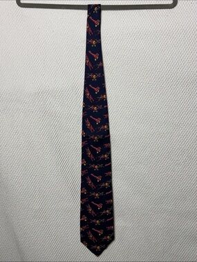BEAUFORT Tie Rack Classic Navy Tie with Planes 100% Silk Made in Italy NEW